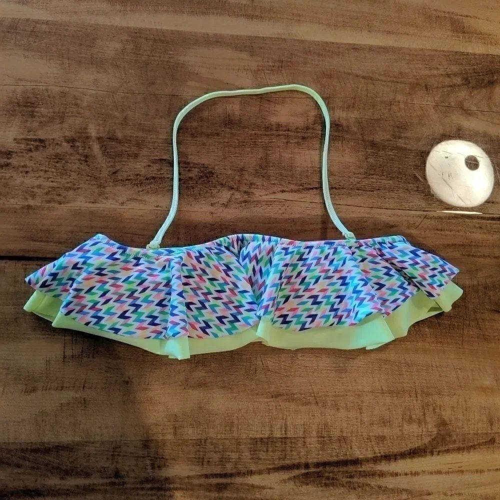 🌵PINK ruffle halter strapless bikini top small